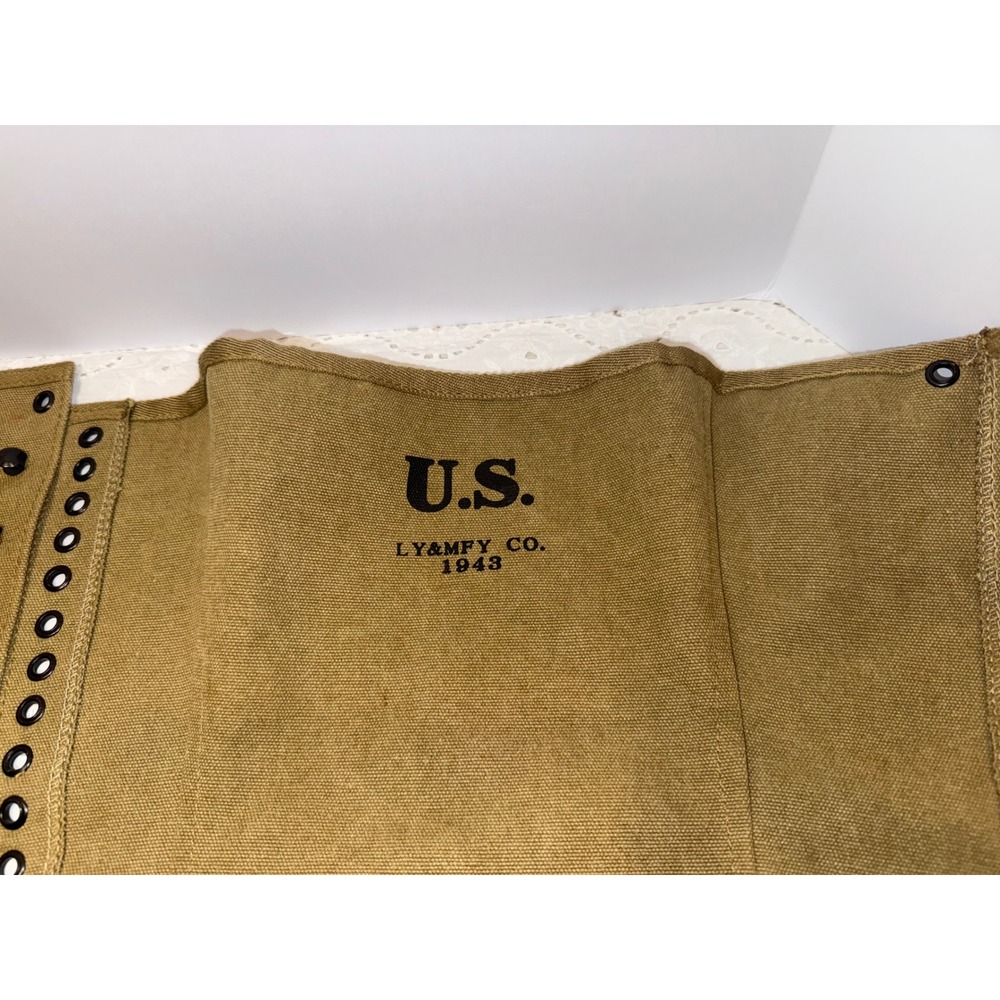 US Military Canvas Gaiters Marked 1943 & Ammunition Pouch 1942 Set - Picture 3 of 11